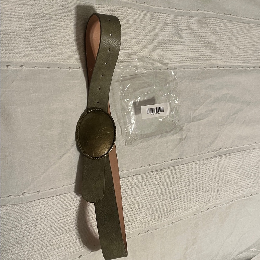Olive Green Belt with Gold Buckle
